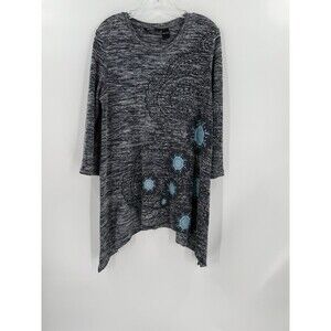 Desigual Agatha Tunic Top LARGE Gray Metallic Knit Art-to-Wear Space Dye New $95